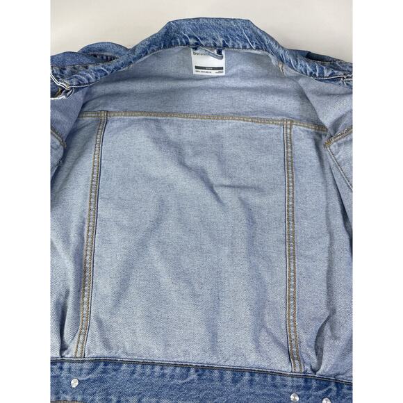 Ladies Bershka Denim Jean Jacket Mid Blue Size Small - Picture 7 of 13